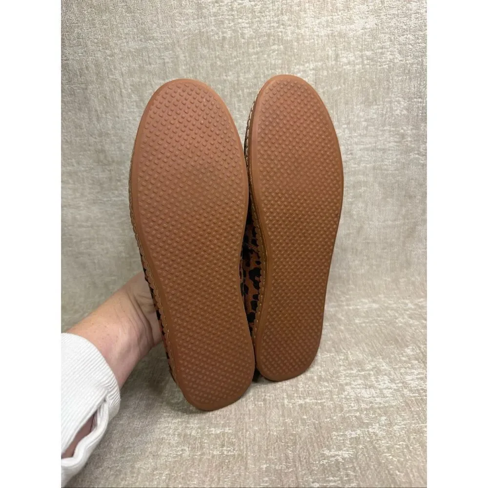 Toms Women's Leopard Print Suede Leather Wrap Alpargata Espadrille Brown Size 9